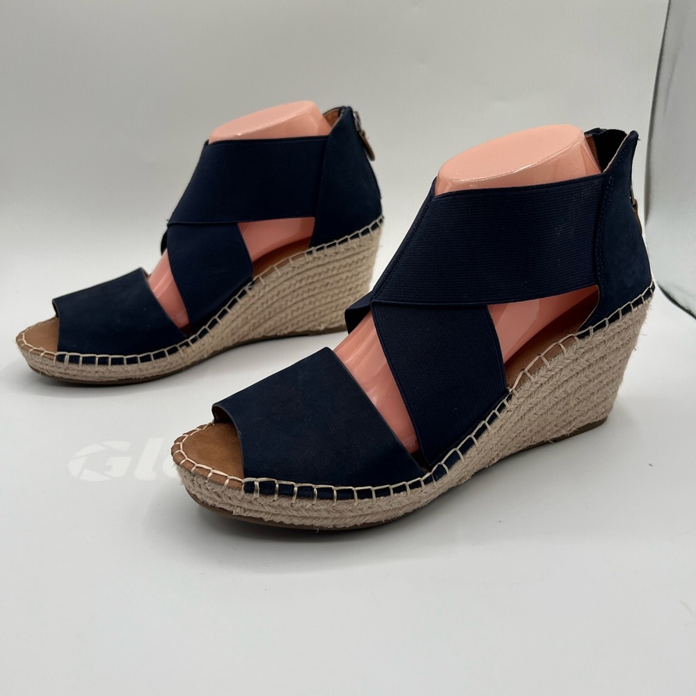 Gentle Souls by Kenneth Cole NAVY Espadrille Wedge Sandals | Size 9.5